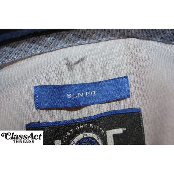 JOE Joseph Abboud Men's Slim Fit Dress Shirt Cotton Blend Blue Geometric Sz XL - Picture 4 of 6